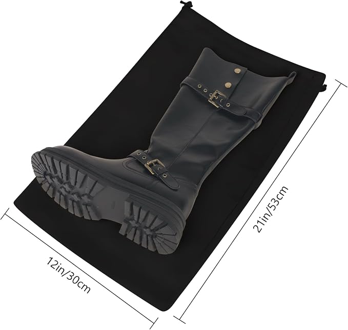 LAKE OF FIRE 4 Pcs Boot Bag for Cowboy Boots - Travel Boot Storage Shoes Bag for Cowboy Boot Protection Black(21" X 12")