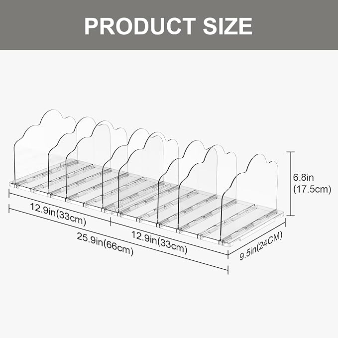 ANTOWIN 2 Pack Clear Adjustable Purse Organizers for Closet, Shelf Divider, Handbag Separators Storage Organizer for Bedroom, Office, Easy to Install and Clean