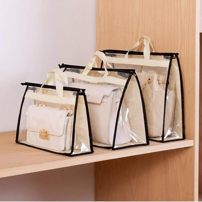 Clear Handbag Storage Bags Purse Organizer for Closet, Zipper Hanging Storage Bag for Handbags, M, 2PCS