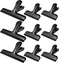 Chip Bag Clips, 9 Pack Heavy Duty Black Stainless Steel Food Sealer Clips with Silicone Cover, Strong Grip for Snacks, Food Storage, Kitchen & Pantry Organization (3 Large +6 Small)