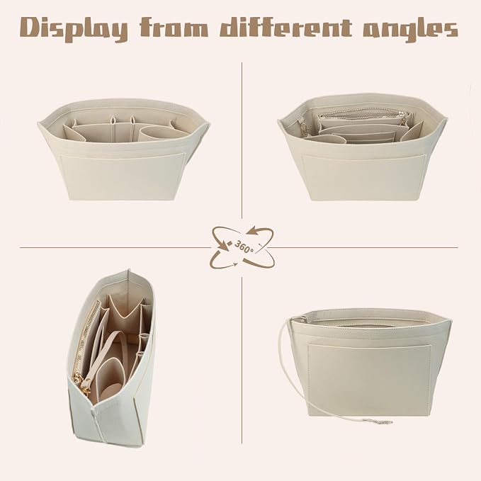 Lckaey Felt Organizer Insert for Longchamp Le Pliage Handbag Women Purse organizer 1012-30khaki-M