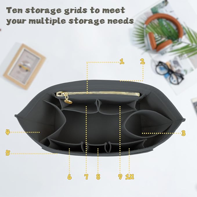 Lckaey Purse Organizer For Longchamp Large Purse For Long Champ Le Pliage Insert organizer1012-25Grey-L