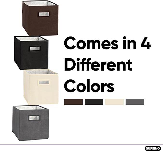 Superio Collapsible Storage Bins For Organization And Storage, Closet Organizers And Storage, Dorm Room Storage, Storage Containers, Laundry Room Organization, Grey 8-pack