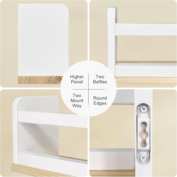 Harwaya Floating Nursery Book Shelves for Wall, 24 Inch Long Wall Bookshelf for Kids Room, White and Natural Wood Hanging Bookshelves for Baby Toddler Childrens Kids Bedroom Bathroom (Set of 3)
