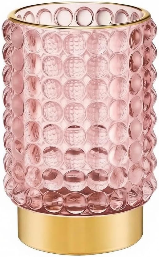 Makeup Brush Holder Organizer,Toothbrush Holders,Desk Pen Pencil Holder,Multifunctional Vintage Glass Brush Cup(A38-14-US/Pink/L)