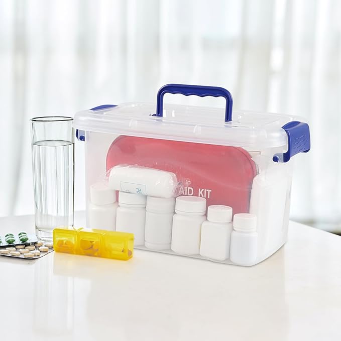 Wekioger 6 Packs 5 Quart Plastic Lidded Storage Bin, Clear Latching Storage Container Box