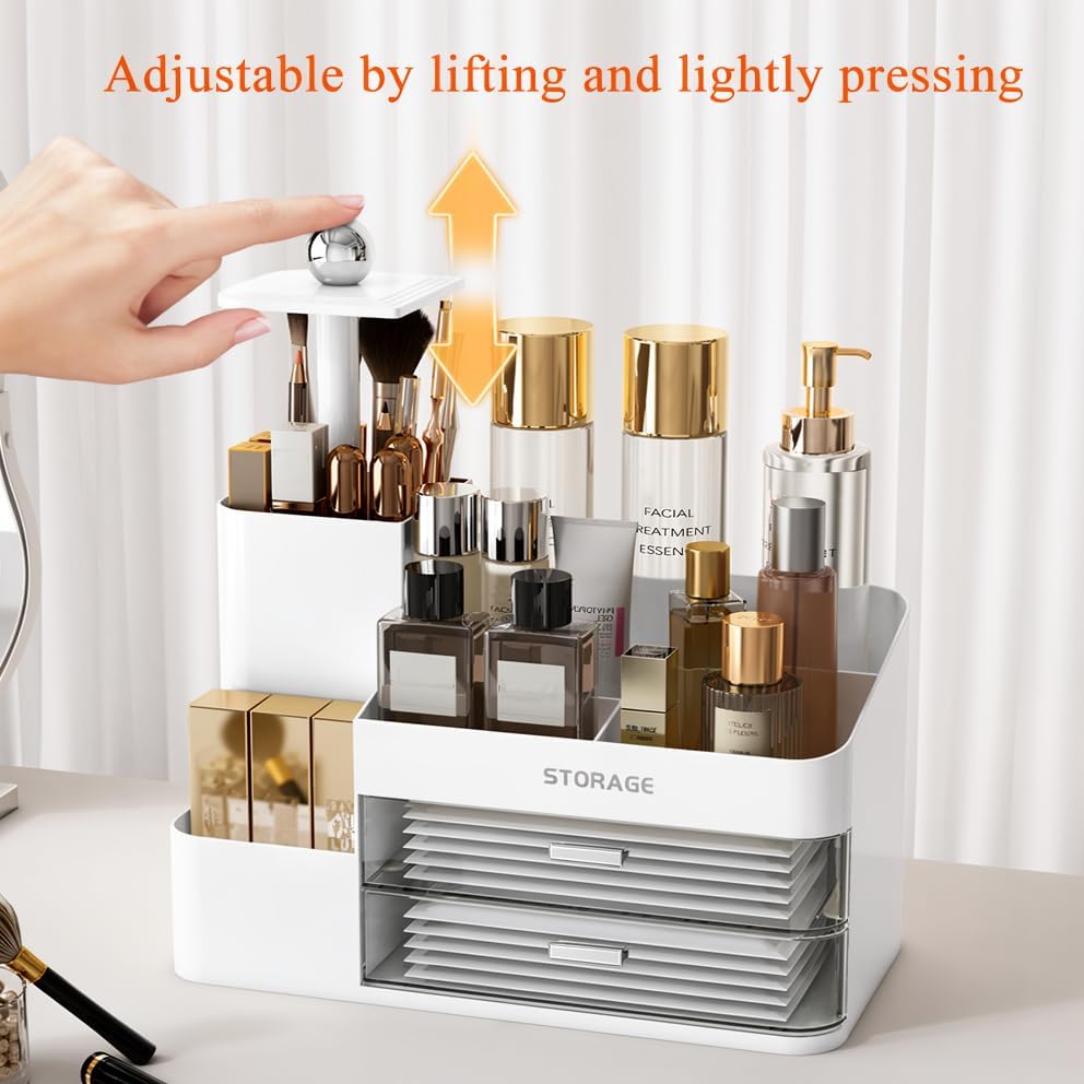 Large Makeup Organizer Countertop with Drawers, Make Up Organizer for Vanity, Makeup Storage Organizer Countertop Makeup