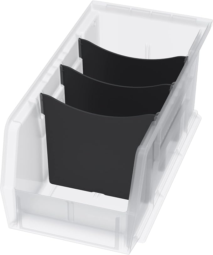 Akro-Mils 41230 Plastic Width Dividers for AkroBins Stackable Storage Bins Model 30230, Custom Storage Inserts for Tools, Crafts & Supplies, 6-Pack, Black