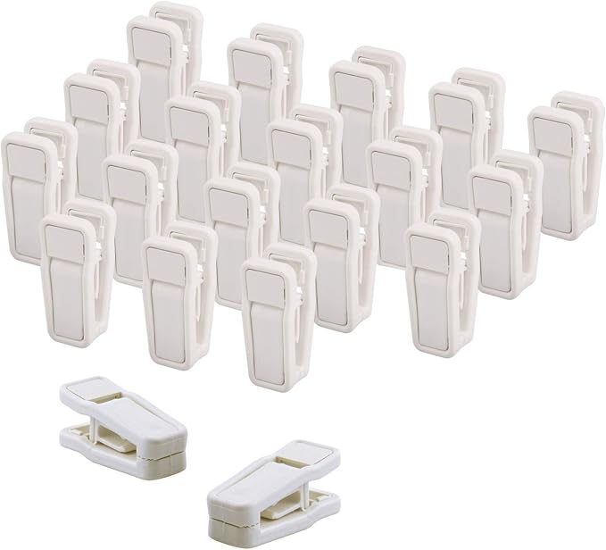 ONE250 Premium Heavy Duty ABS Plastic Slim-line Hanger Set of Finger Clips for Velvet Hangers - 20 Pack (White)