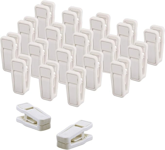 ONE250 Premium Heavy Duty ABS Plastic Slim-line Hanger Set of Finger Clips for Velvet Hangers - 20 Pack (White)