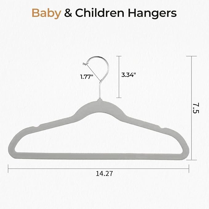 GoodtoU Kids Hangers Velvet 50 Pack 14" - Kids Felt Hangers Non Slip Toddler Hanger Childrens Hanger for Kid