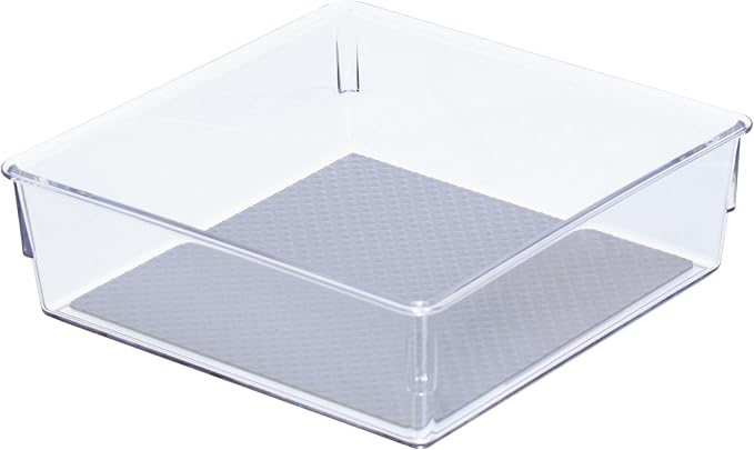 Glad Drawer Organizer Bin, 6x6 - Heavy Duty Clear Plastic Storage Tray for Junk Drawers, Kitchen Utensils, Bathroom Vanity, and Organizing Pantry - BPA Free, Food Safe, Non Slip