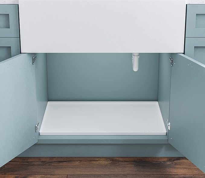 BASIN - Heavy Duty Under Sink Mat - The Original Silicone Under Sink Mats for Kitchen Waterproof - Cabinet Liner - Organizers and Storage - Under Sink Cover Kitchen Cabinet Liner White 22x22
