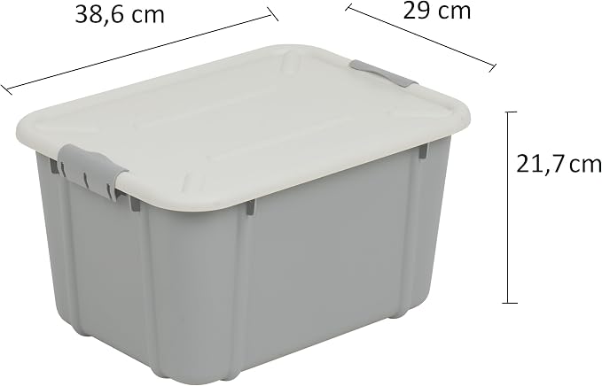 BranQ Home essential Velur Universal Storage Container with Lid, Set of 3, Size 16 L, BPA-Free Plastic PP, Light Grey