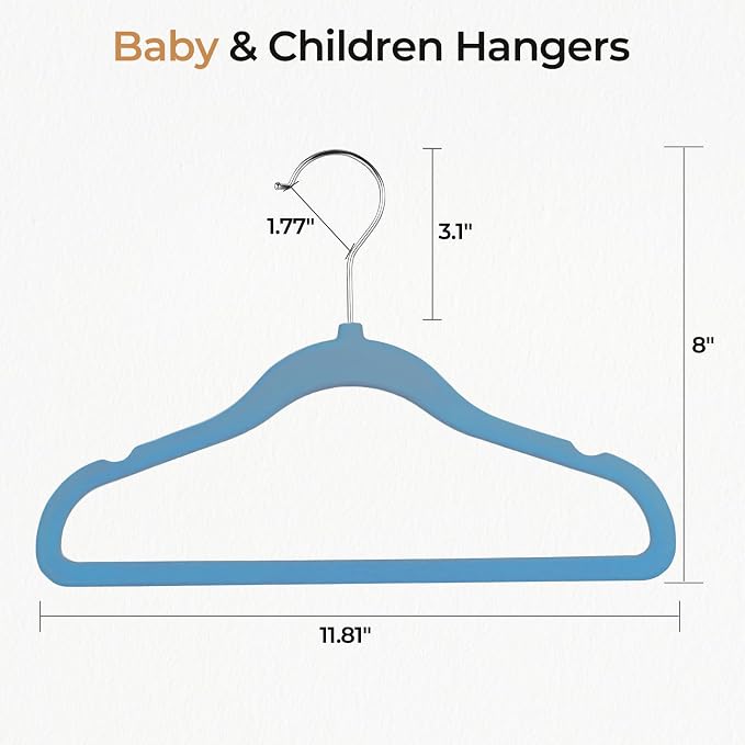 GoodtoU Kids Hangers Velvet 50 Pack 14" - Kids Felt Hangers Non Slip Toddler Hanger Childrens Hanger for Kid