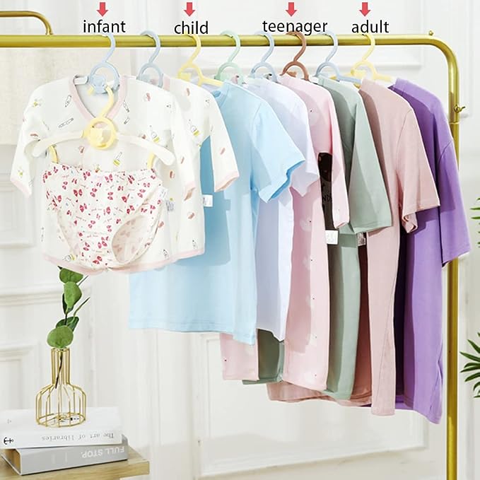 Baby Clothes Hangers 20 Pack Plastic Kids Hangers Space Saving for Closet | Yellow Hanger for Toddler Girl and Boy - Lightweight Anti-Slip Cascading Padded Slim Extendable Adjustable Pants Bear Hangar