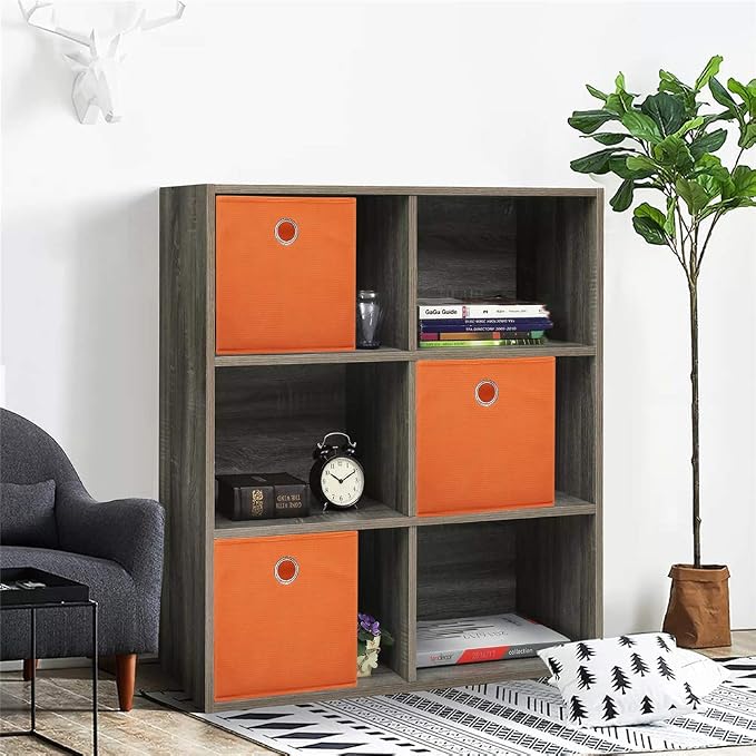 Orange Storage Cubes Bins 11x11x11 Cubicle Cubes Organizer Baskets Fabric Storage Drawers Foldable Cubes Storage Boxes Collapsible Cubes Inserts Storage for Closet Organizer Shelves ,QY-SC20-3