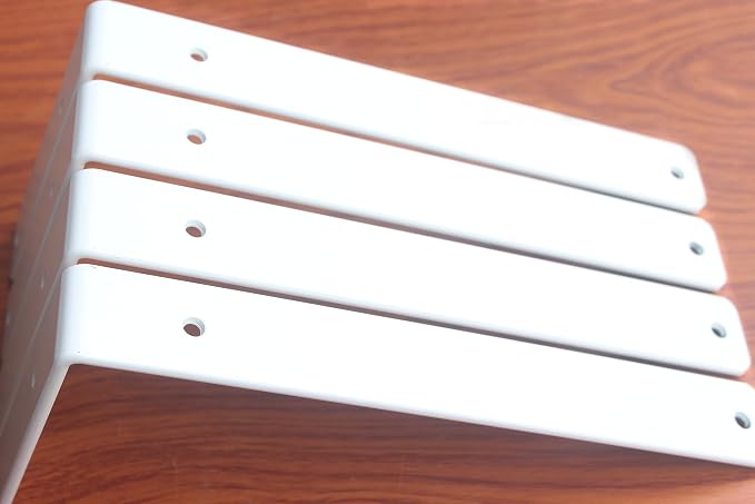 8 Pack - L 11" x H 6" x W1.5, 5mm Thick White L Shelf Bracket, Iron Shelf Brackets, Metal Shelf Brackets, Floating Shelf, Shelf Supports with Screws
