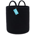OrganiHaus Tall Cotton Rope Laundry Basket & Hamper, Blanket Storage 52L | Full Black - Tall Cotton Rope Hamper, 52L