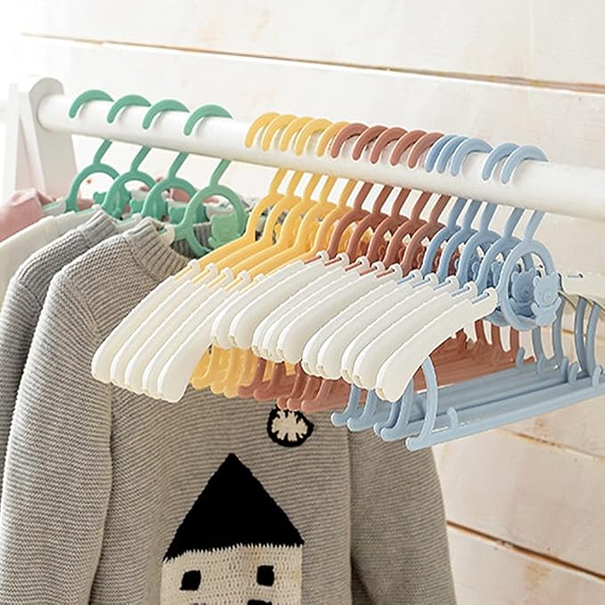 Baby Clothes Hangers 20 Pack Plastic Kids Hangers Space Saving for Closet | Yellow Hanger for Toddler Girl and Boy - Lightweight Anti-Slip Cascading Padded Slim Extendable Adjustable Pants Bear Hangar
