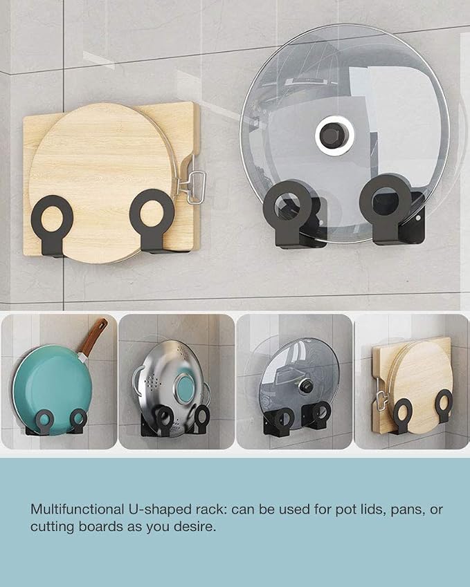 Kitchen Wall-Mounted Cutting Board Holder – Hanging Pot Lid Rack - Under Cabinet Cutting Board Hanger
