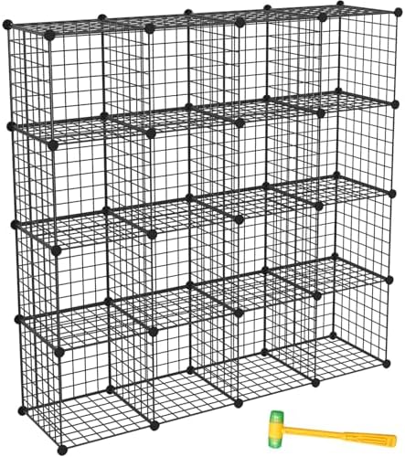 Wire Storage Cubes, Metal Storage Shelves Bookshelf, Stackable Modular Closet Organizer for Bedroom Living Room, Office,