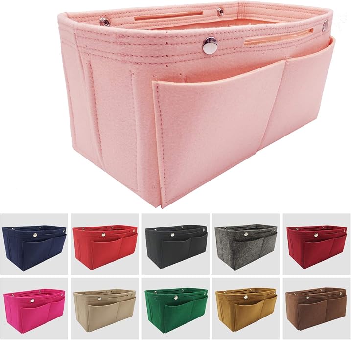 LEXSION Felt Purse Organizer Insert Multi Pocket Bag Organizer Shaper | zipper bag, tote shaper, multi pocket bag, handbag shaper, various sizes