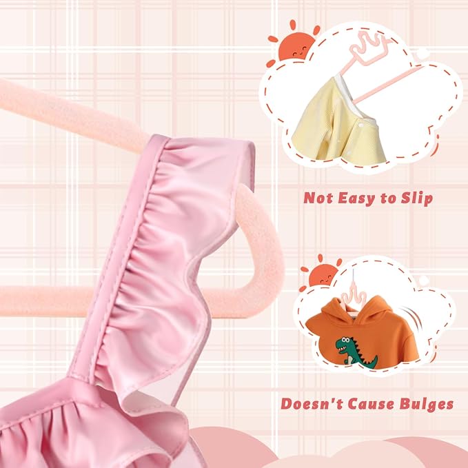 ManGotree Baby Velvet Hangers, Non-Slip Felt Kids Clothes Hanger, 12.6" Cute Crown Hanger for Closet, Space Saving Toddler Hangers for Children's Clothes (20 Pack, Pink)