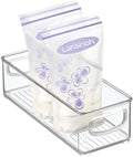 mDesign Small Plastic Nursery Storage Container Bins with Handles for Organization in Cabinet, Closet or Cubby Shelves - Organizer for Baby Food, Bibs, Formula - Ligne Collection - Clear