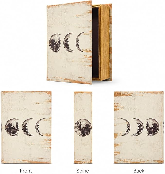 PACOLO Decorative Book Boxes, Faux Wood with Magnetic cover Storage for Hidden Jewelry, Money, and Cash (Lunar Eclipse)