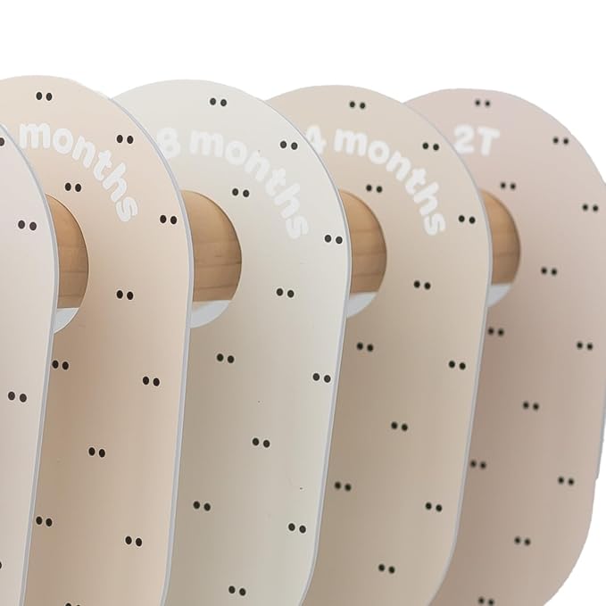 3 Sprouts Baby Closet Dividers, Newborn to 2T, Double Dot, 8 Piece Set | Newborn to 2T sizing, 8-piece set, Double-sided size labels, Age labels, Nursery closet storage, Baby clothes organizer