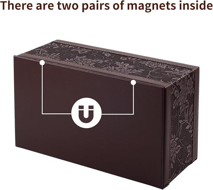 PU Leather Tissue Box Cover Tissue Box Holder Rectangle Tissues Organizer with Magnetic Bottom,Decorative Napkin Caddy for Vanity Dresser Night Stand Table Countertop Home Office Car,Retro