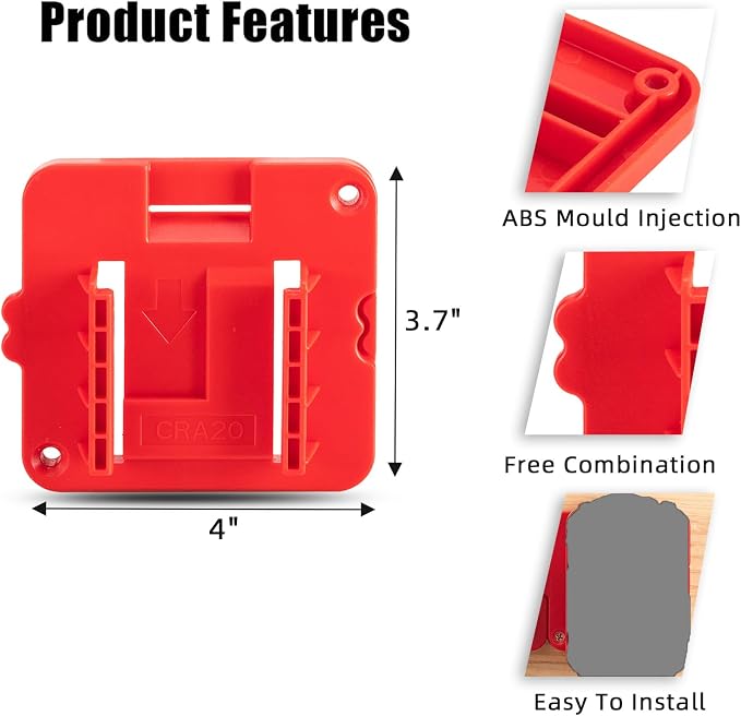 Battery Holder Compatible for Craftsman V20 20V Battery, Wall Mount Battery Storage Organizer for Workshop, Garage, Work Van, Under Shelf, Tool Box -5 Pack