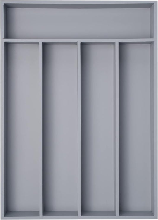 Besilord Bamboo Silverware Holder - Drawer Organizer with 5 Slots (Gray)