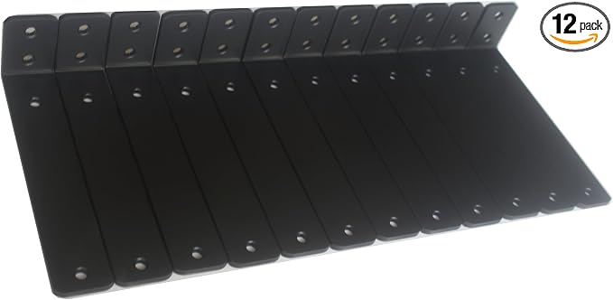 12 Pack - L 8" x H 2" x W1.5, 5mm Thick Black L Shelf Bracket, Iron Shelf Brackets, Metal Shelf Brackets, Floating Shelf, Shelf Supports with Screws