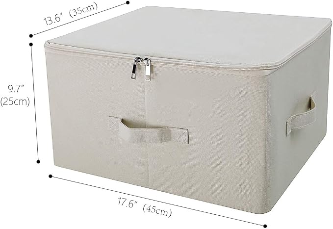 iwill CREATE PRO Collapsible Rigid Storage Bins with Lid, Shelves Clothes Storage Cubes, Tide Up Your Wardrobe, Beige, Set of 2