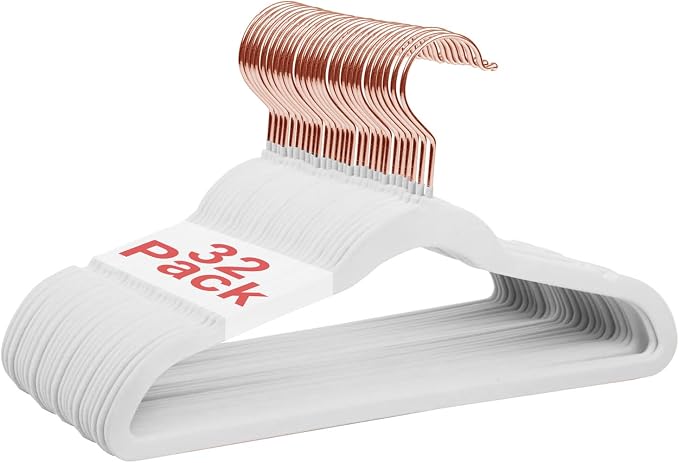 Baby Velvet Hangers Non-Slip Space Saving Swivel Hook 32 Pack White