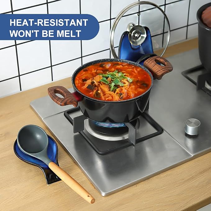 Nihow Pot Lid Holder and Spoon Rest for Kitchen Counter/Stove Top | Catch Water & Oil Drips,Stable & Secure,Heat Resistant,Easy to Clean & Dishwasher Safe,Space-Saving,Multi-Purpose Holder