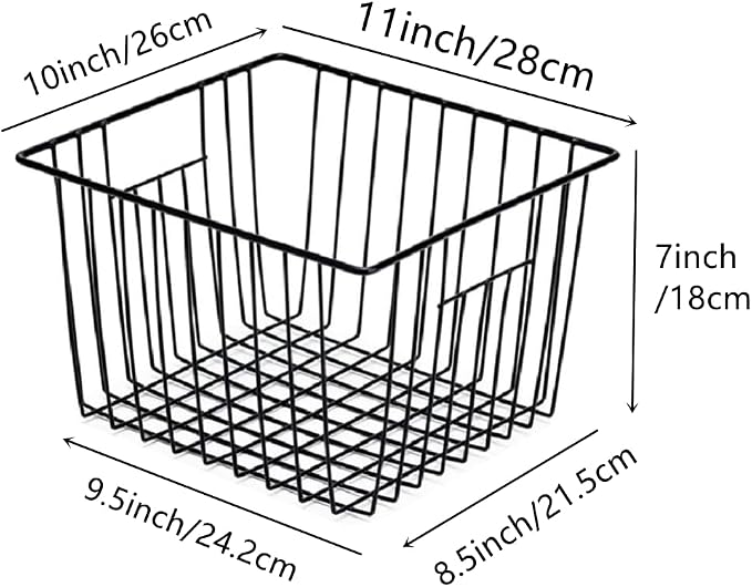 Slideep Wire Metal Basket Bin Storage Baskets Modern Farmhouse Food, Vegetable, Shampoo, Clothes, Fruits Storage Organizer Basket for Kitchen Pantry Bathroom Black 3 Packs