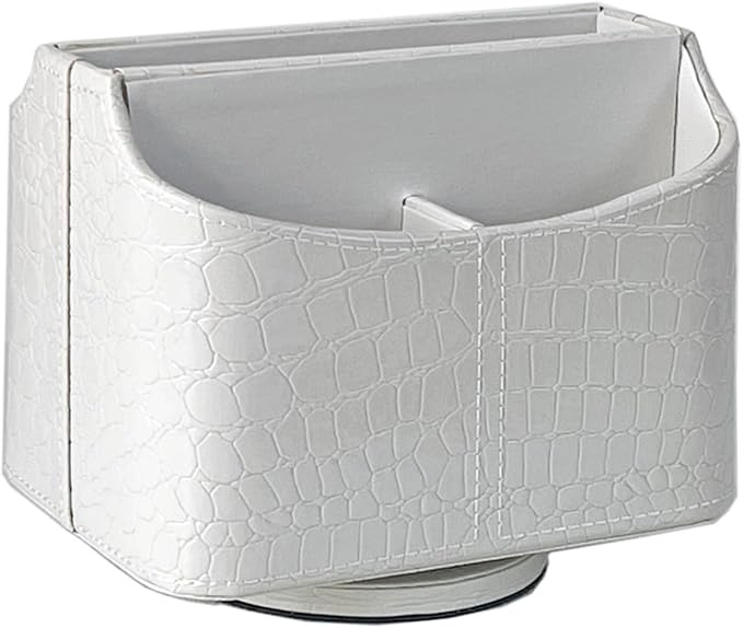 UnionBasic Rotating Desk Organizer, 360 Desk Spinning Caddy, Desktop TV Guide/Mail/Media/Remote Controller Holder Organizer, Crocodile White