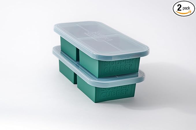 Souper Cubes 2 Cup Silicone Freezer Molds, Kale, 2-Pack | 100% Platinum-Cured Silicone Freezer Cubes, Oven and Microwave Safe, Perfect for Freezing Lasagna, Casseroles and More