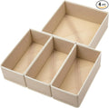 Bructhun Drawer Organizer Set of 4- Fabric Storage Bins for Clothes, Underwear, Socks & Bras - 11" Dresser Dividers for Bedroom Closet