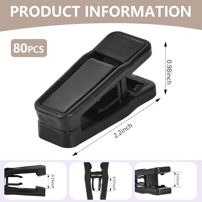 KISEER 80 Pcs Plastic Baby Hanger Clips Slim-line Finger Clips Set for Clothes Hanger Velvet Hanger (Black)