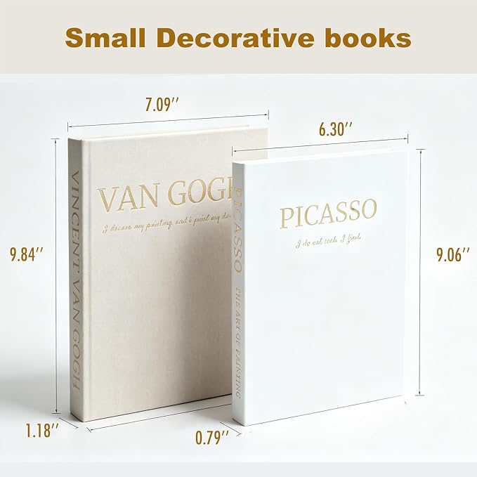 Small Faux Books（9.8' X 7'）- Set of 2 Linen Decorative Books for Coffee Table, Bookshelf or Mantle Decor - Hidden Storage Box for Remote, Photo & Tickets - Elegant Neutral Design Fits Any Home Decor