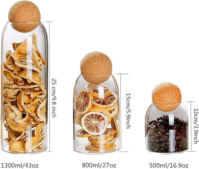 Glass Jar with Wood Lid Ball Jar Food Storage Container Clear Candy Jars Food Storage Canister Sugar Coffee Tea Beans Spice Salt Storage 3 Pcs