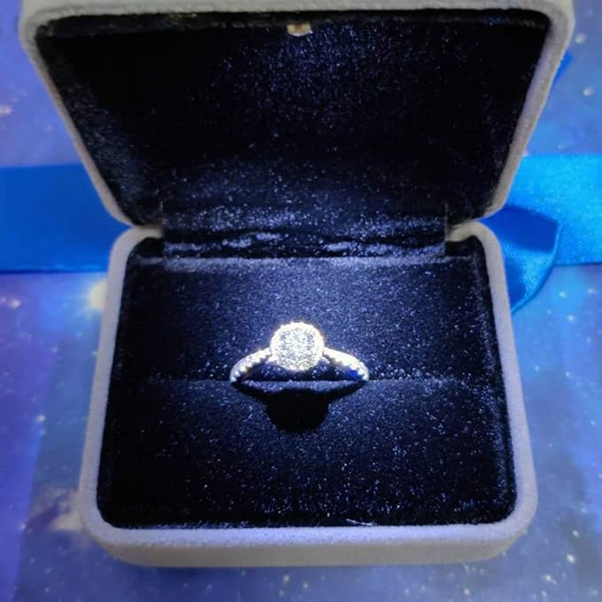 Velvet Ring Box with LED Light Jewelry Display Gift Box for Proposal,Engagement, Wedding