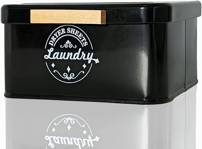 SACREDAY Dryer Sheet Holder Container for Laundry Room Organization, Farmhouse Laundry Organization and Storage, Metal Dryer Sheet Dispenser for Laundry Room Decor (Black)