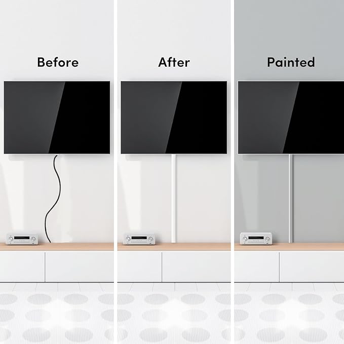 EVEO Cable Hider - One Cord Hider 306” Cord Cover Wall Cable Hider, Cable Concealer, Wire Hiders for TV on Wall. Cable Management, Cord Hider Cable Raceway Wire Covers for Cords - Small | White