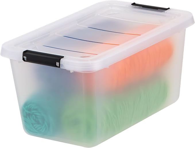 IRIS USA 6-Pack Clip Box with Latching Lids, 13 Quart Craft Storage Bins, Art & Writing Supply Containers for Home, Office & Classroom Organization