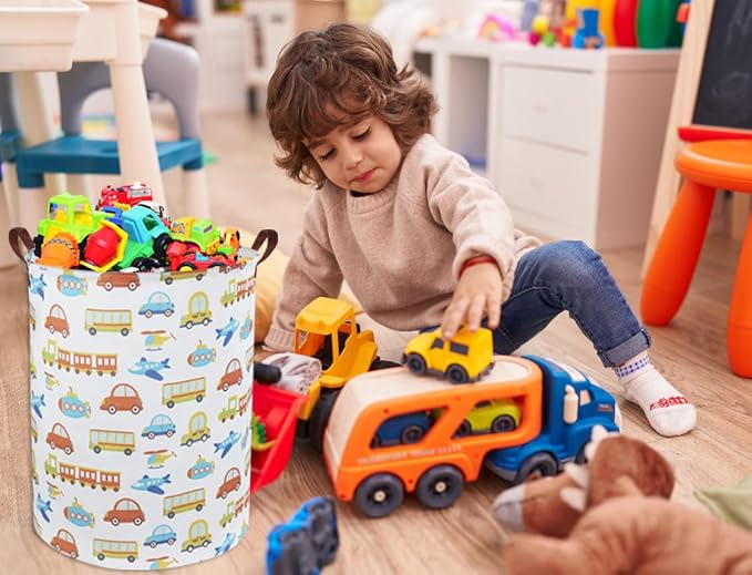 Kids Laundry Basket Kids Hamper Car Toy Storage Bin for Boys Room Decor Nursery Hamper Gift Baskets for Bedroom Bathroom(Car)